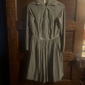 Anthropologie Parameter Army Green Zip Front Dress, Size 4, EUC